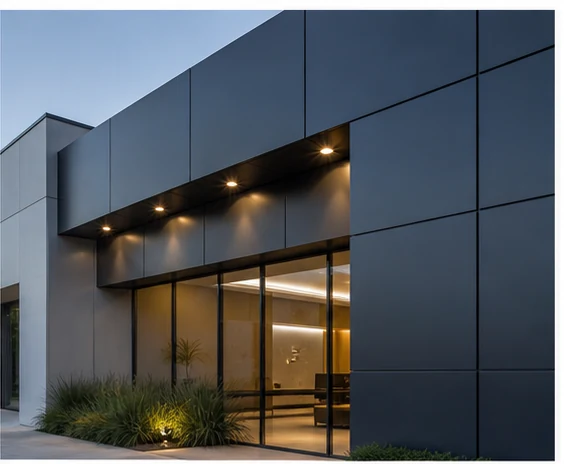 Fachada comercial moderna com ACM